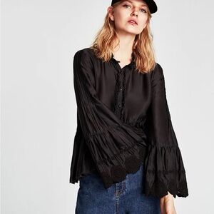 ZARA • Frilly Blouse • Size S